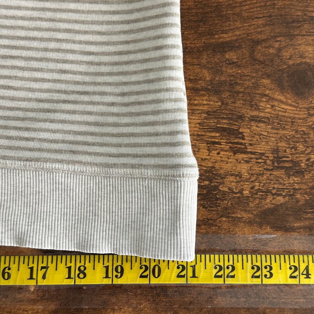 COS Crewneck Pullover 100 Cotton Sweatshirt Size Large Gray Beige Stripe VGUC - Picture 6 of 9